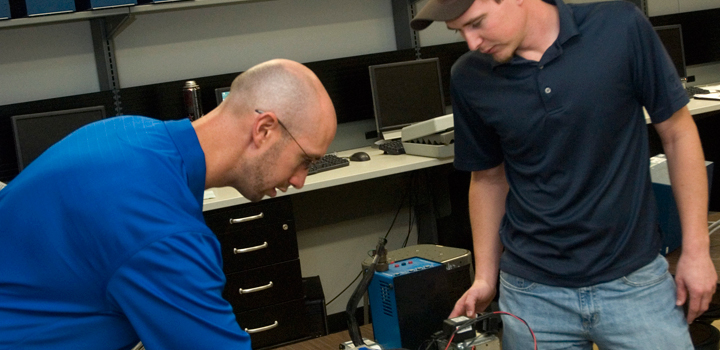 students working in lab