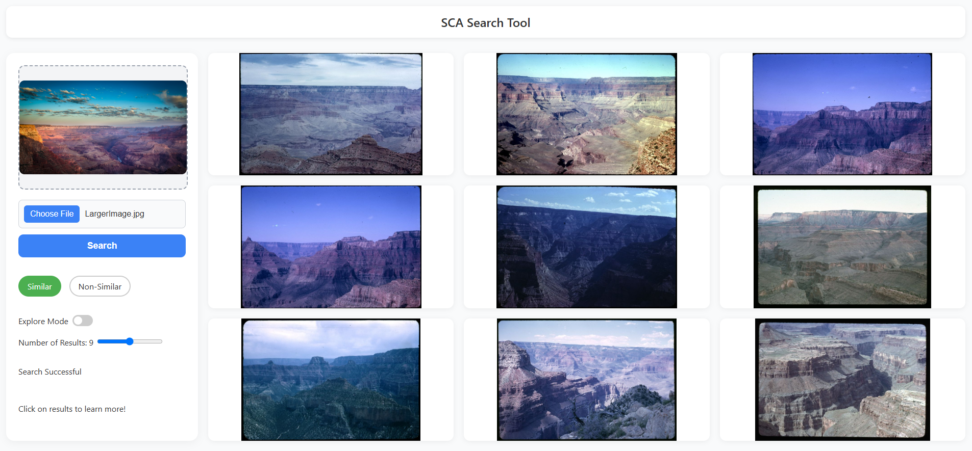 Screenshot of Image Similarity Search Tool UI