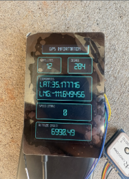 Photo of a previous Baja team's dash display with GPS readout.