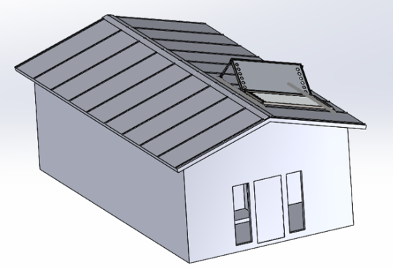 CAD model of RETF building with solar air heater hardware